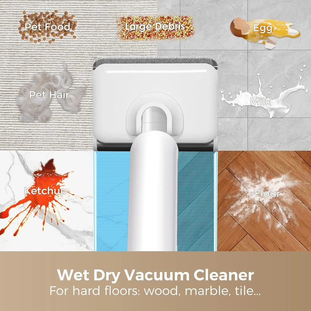 Wet Dry Vacuum Cleaner with Auto Self-Cleaning, Smart Floor Cleaner for Hard Floors, 45 Mins Runtime, Edge Cleaning