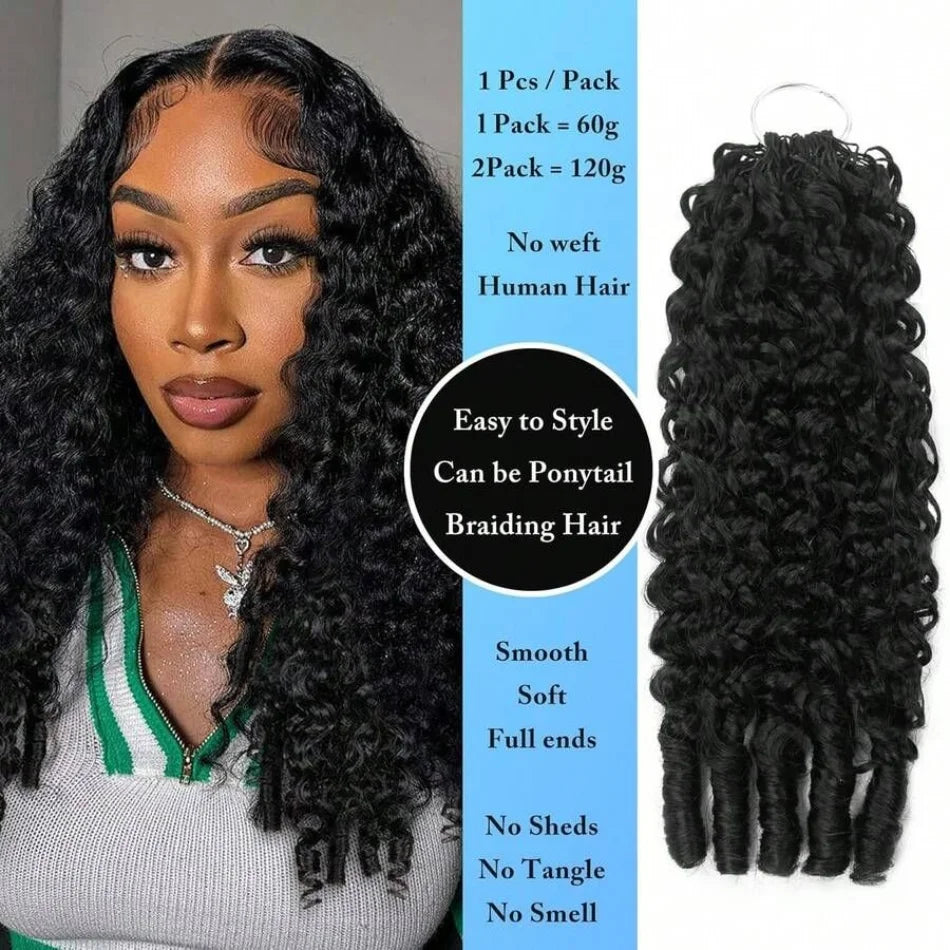 Human Crochet Hair Pre Looped 120g Burmese Curly Feather Crochet Human Hair Extensions Reusable Invisible Pre-Separated Knotless