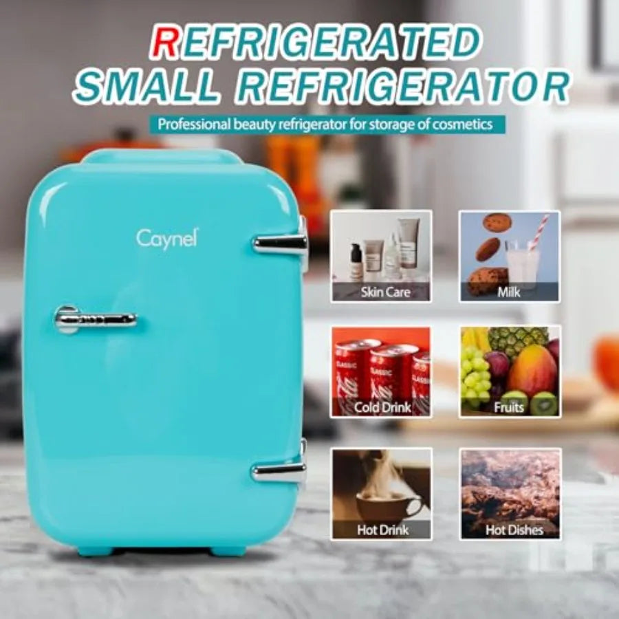 Mini Fridge 4 Liter 6 Cans Small Refrigerator for Bedroom 110V AC 12V DC Thermoelectric Cooler and Warmer for Drink Office Dorm