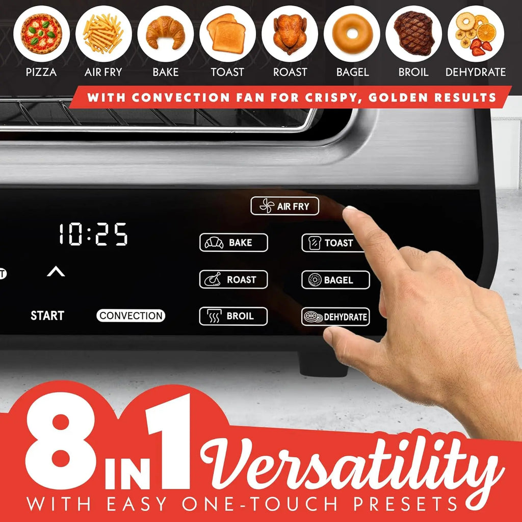 Indoor Pizza Oven Air Fryer Toaster – 1800W Multi-Cooker with Pizza Stone, Digital Controls & 6 Presets
