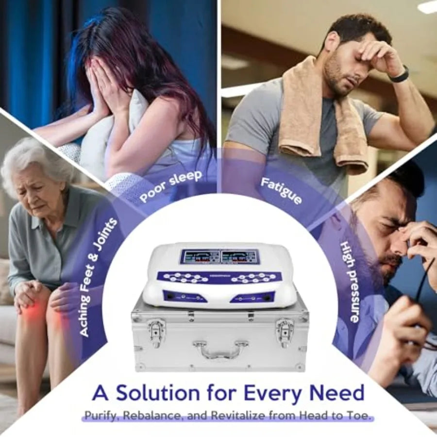 Dual Ionic Foot Bath Detox Machine LCD Display 2 Person System with Waist Belts and Straps Blue