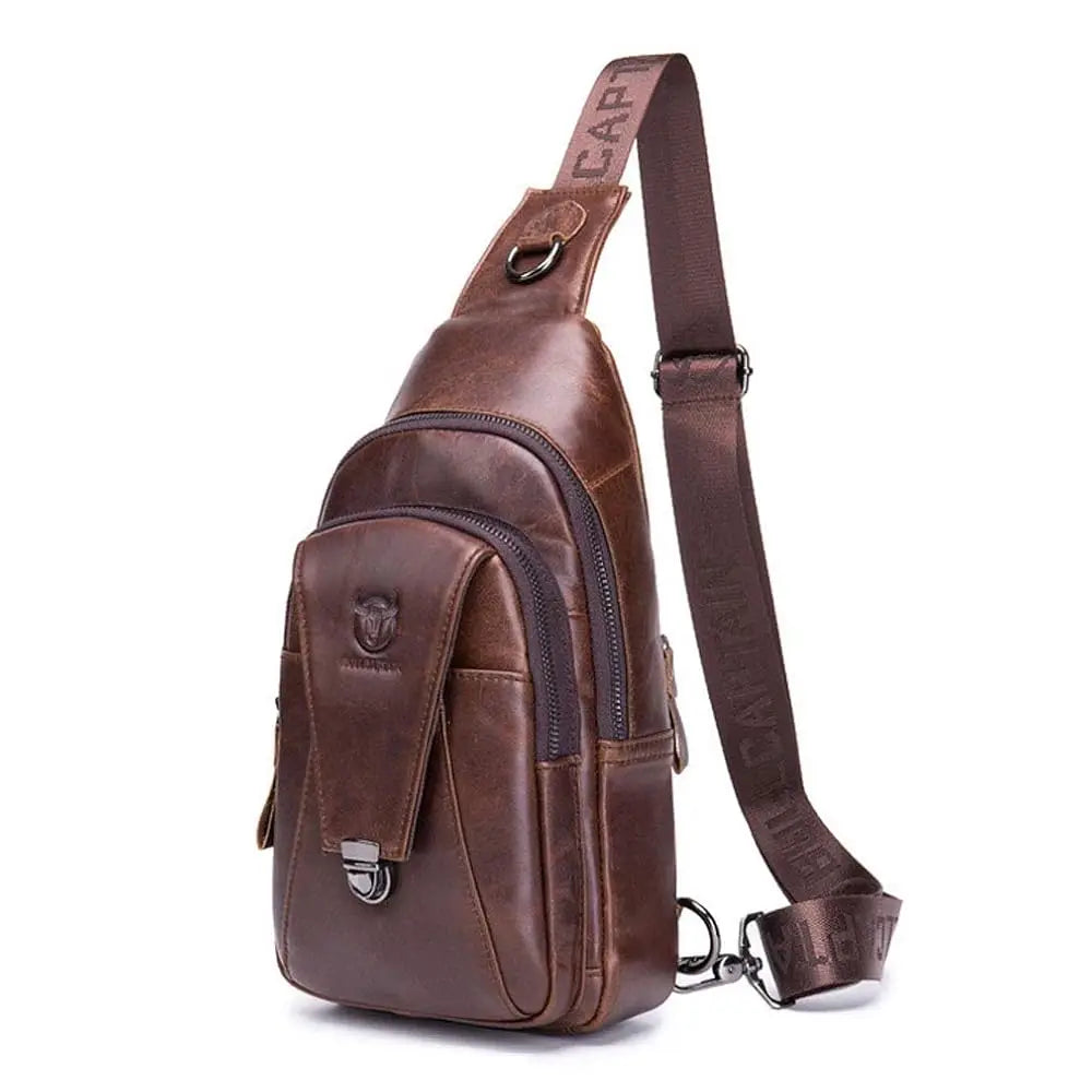 Vintage Leather Sling Bag Backpack for Men Crossbody Shoulder Chest Day Pack Backpacks