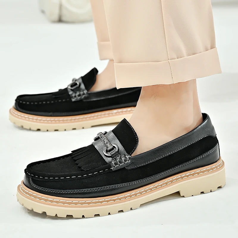 Men's Retro Brown Moccasins: Premium Classic Style, Versatile Formal Business & Banquet Footwear