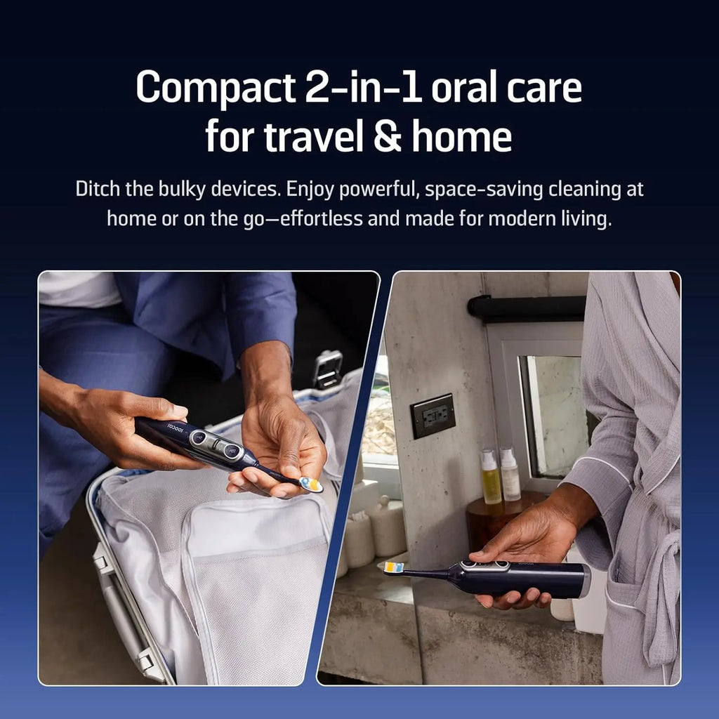 Sonic Electric Toothbrush with Water Flosser, Cordless Oral Irrigator for Travel, Up to 100% Plaque Removal, Dark Violet