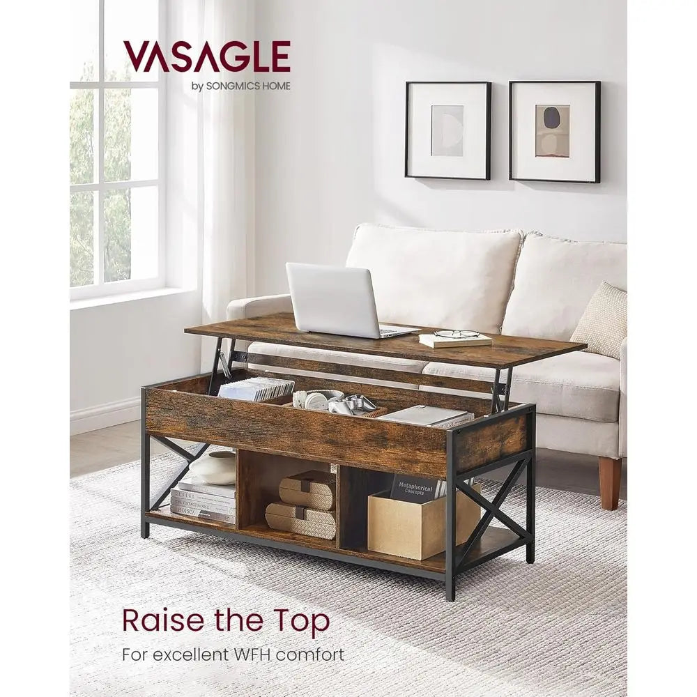Lit Top Coee Table, Lit Coee Table with Storage Shel, Hidden Comparents and Liting Top, or Living Room, Oice, 19.7 x 47.2 x (19.