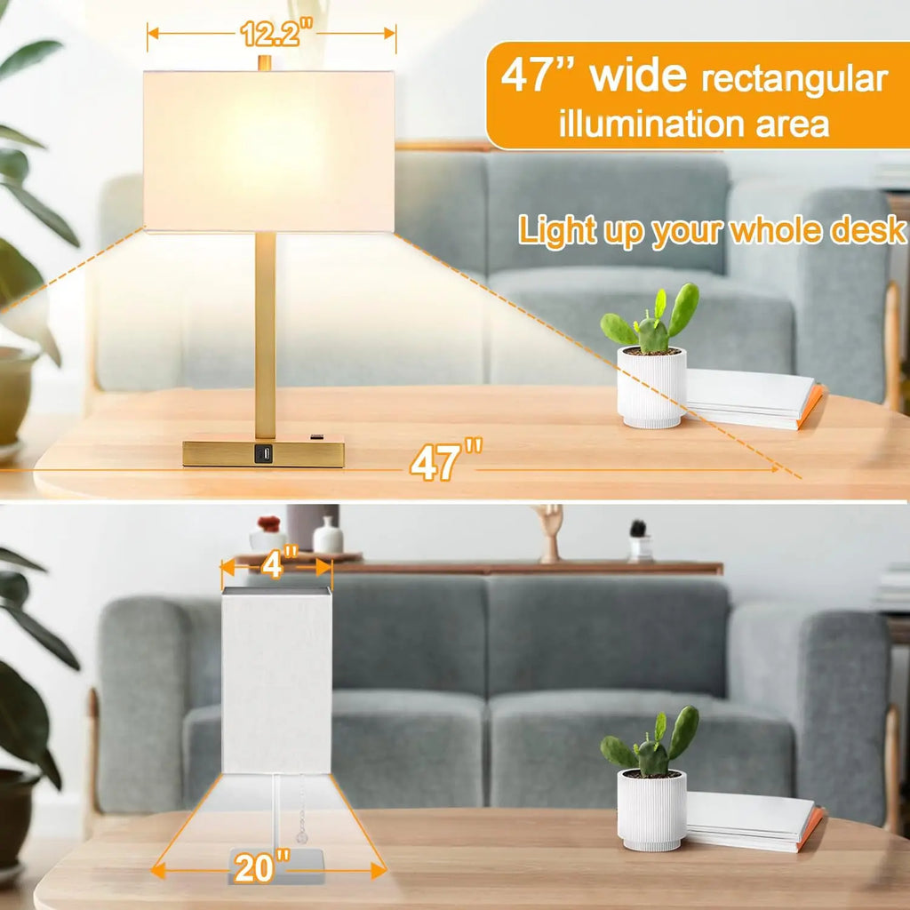 Set of 2 Dimmable Touch Bedside Lamps with USB Ports, AC Outlet, and LED Bulbs for Bedroom or Office