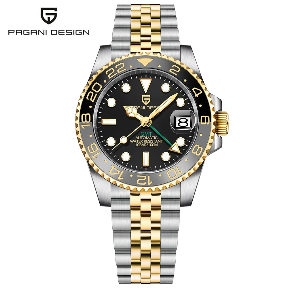 Top PAGANI DESIGN Men's Mechanical Watch Luxury Ceramic bezel Automatic Watch 10bar Waterproof Sapphire Glass GMT men's watch