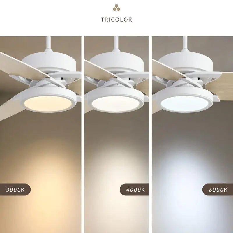 52" LED Indoor White Smart Ceiling Fan with Remote Control for Home Use