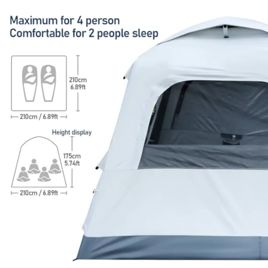 3-4 Person Automatic Inflatable Camping Tent Glamping Outdoor 4 Season Air Blow Up Tent with Rainfly Windproof Quick Setup Dura