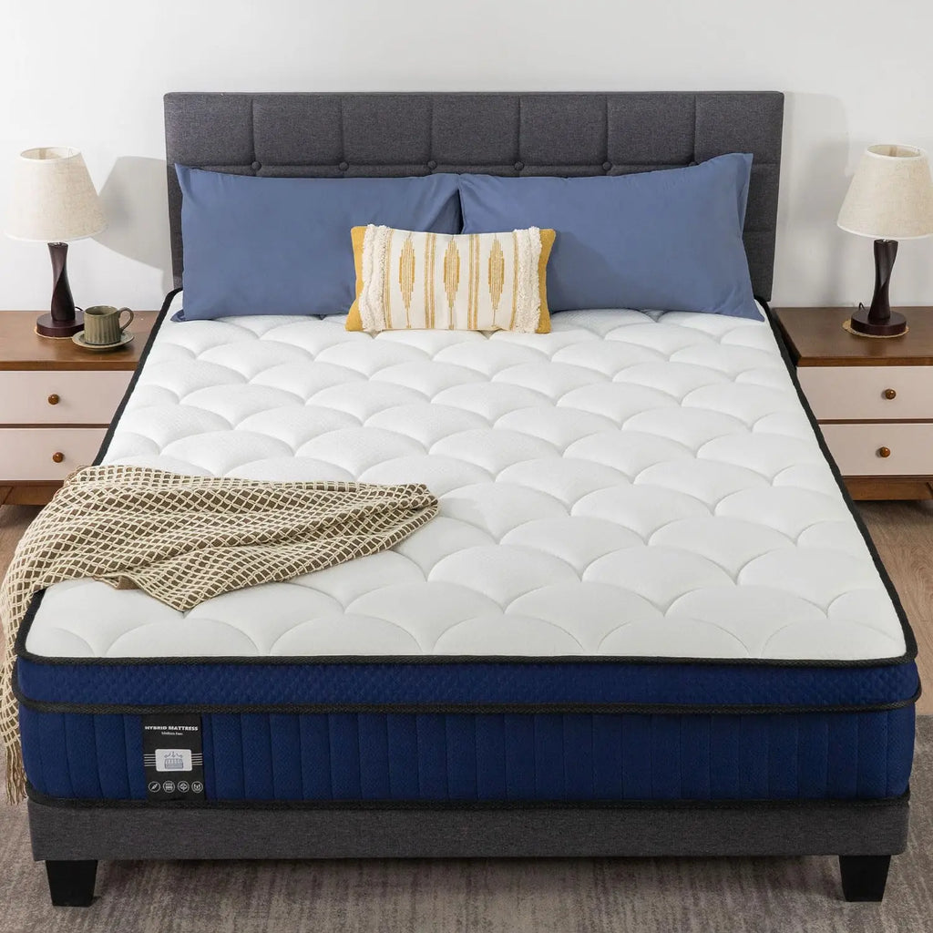 12" Plush Hybrid Mattress Pillow Top Memory Foam Pocket Spring Breathable Pressure Relief Bed in Box, Customized