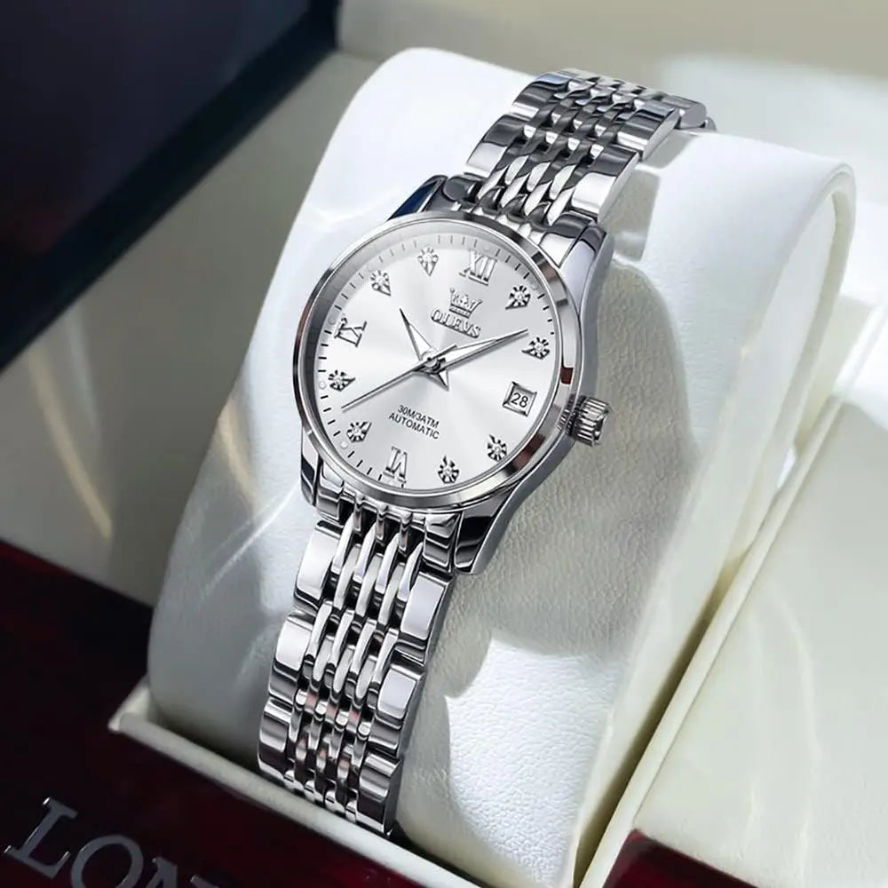 OLEVS Automatic Women Watches Diamond Tourbillon DrWrist Watches Moon Phase Waterproo Luminous