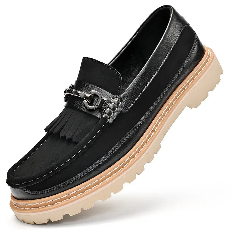 Men's Retro Brown Moccasins: Premium Classic Style, Versatile Formal Business & Banquet Footwear