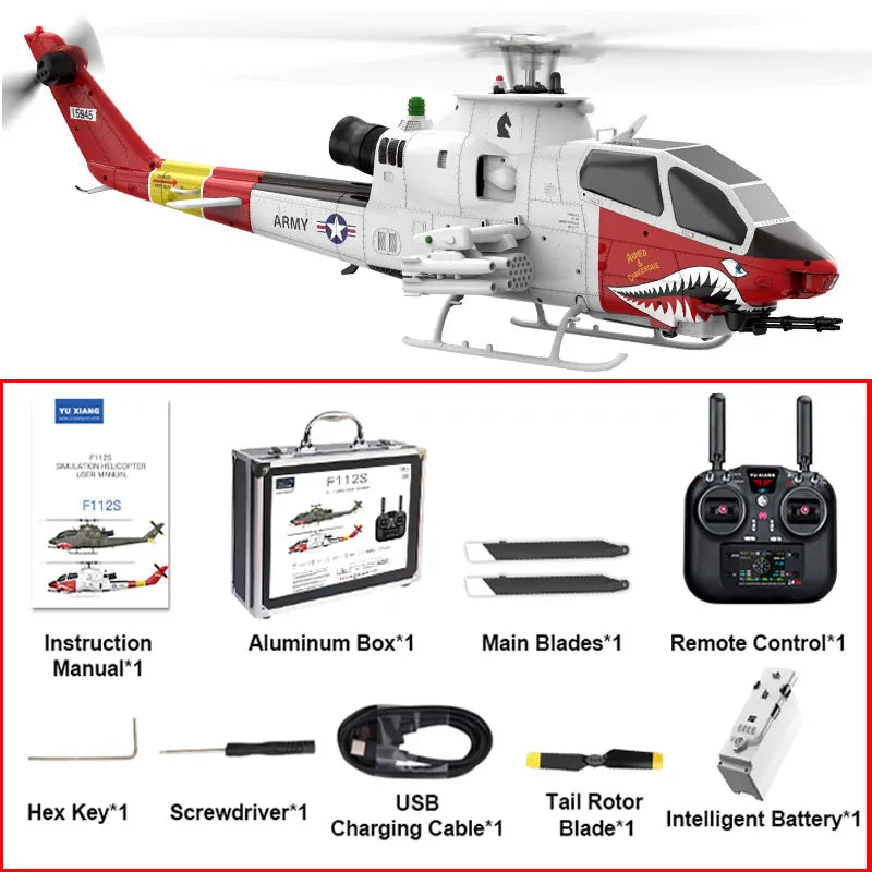 AH-1 Cobra 2.4G 9CH GPS Optical Flow Localization LiDAR TOF Altitude Hold Brushless Motor1:32 Scale RC Helicopter YuXiang F112S