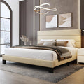 King Upholstered Platform Bed Frame with Linen Headboard & Wooden Slats Heavy Duty No Box Spring Easy Assembly, Customized