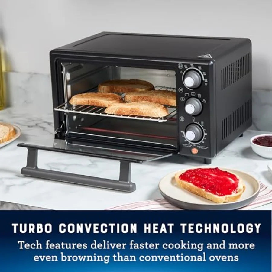 Compact Air Fryer Oven Toaster Oven Countertop Oven Stainless Steel Silver 3-in-1 Multi-functional Cooking with Rapid Air Circu