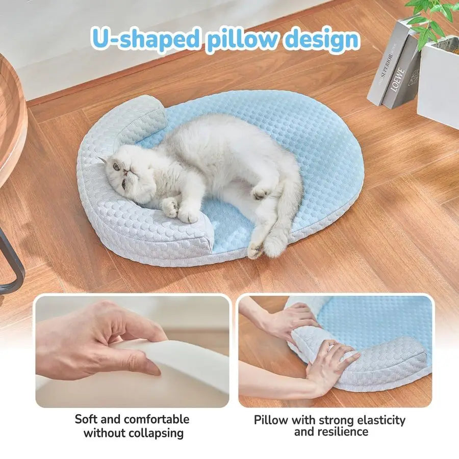 Cat Bed Mat Pet Bed Mat for Cats or Small Dogs, Cat Bed Cat Sleeping Beds with Pillow Soft and Comfortable, Cozy Pad Washable, N