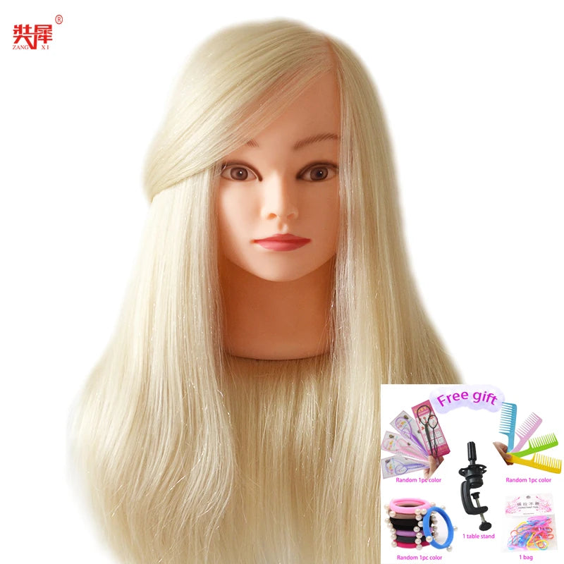 85%Real Hair Doll Head For Hairstyle Hairdressing Professional Mannequin Head Styling To Practice Hot Curl Iron Straighten 2028