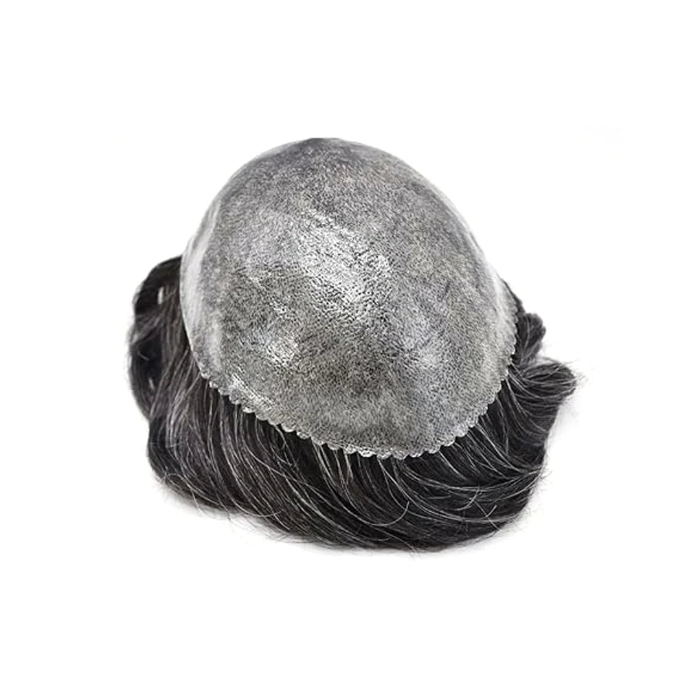 【TIMIA】Men's wig Thin Wig PU injection human hair piece system #1B10 Toupee Natural Wave Invisible Skin Men's Hairpiece