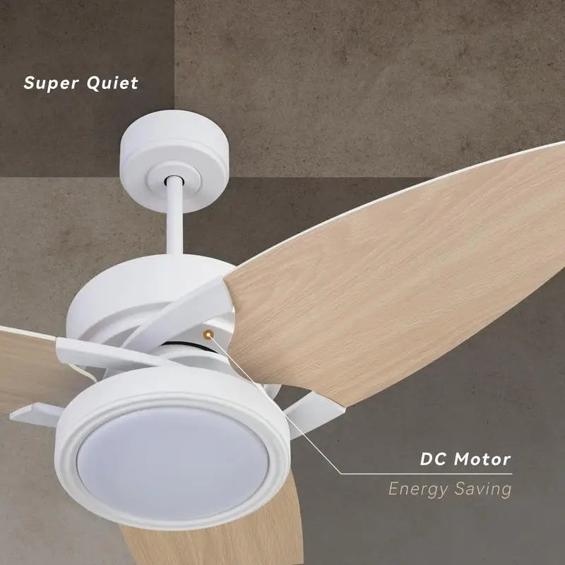 52" LED Indoor White Smart Ceiling Fan with Remote Control for Home Use
