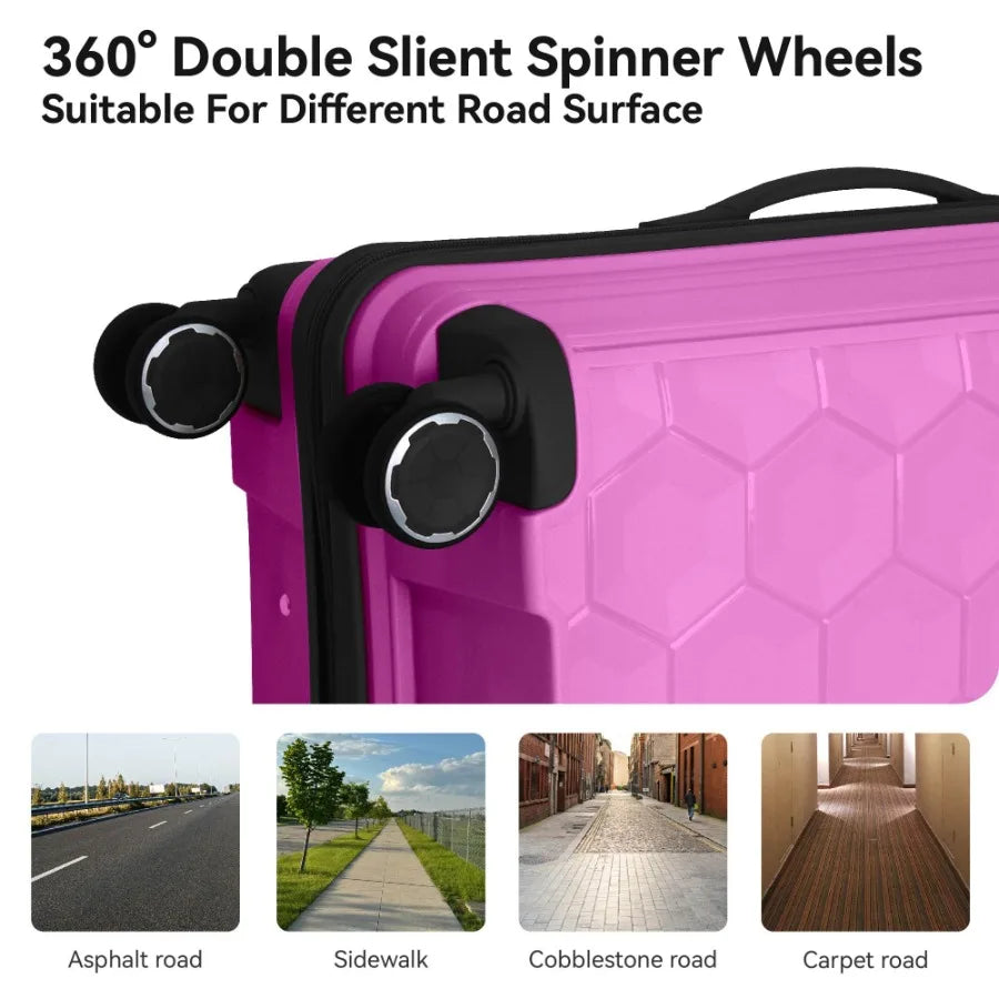3-Piece Luggage Set Travel Lightweight Suitcases with Rolling Wheels TSA lock Moulded Corner Carry on Luggages for Business Tri