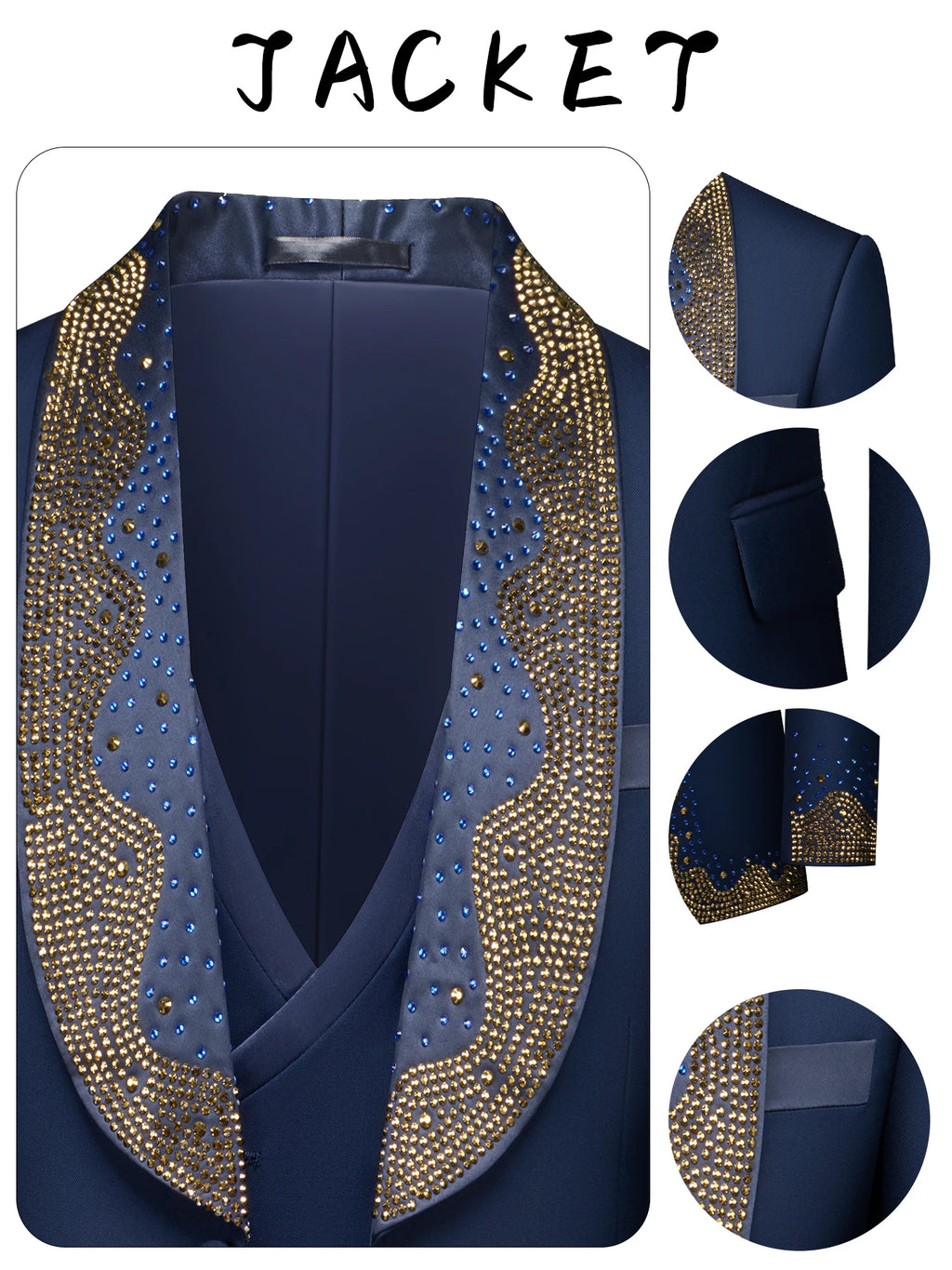 Luxury Wedding Suit For Fashion Men Beaded Slim Fit Groom Tuxedo Gentleman Party Suit 3 Pieces (Jacket+Pants+Vest) 2025