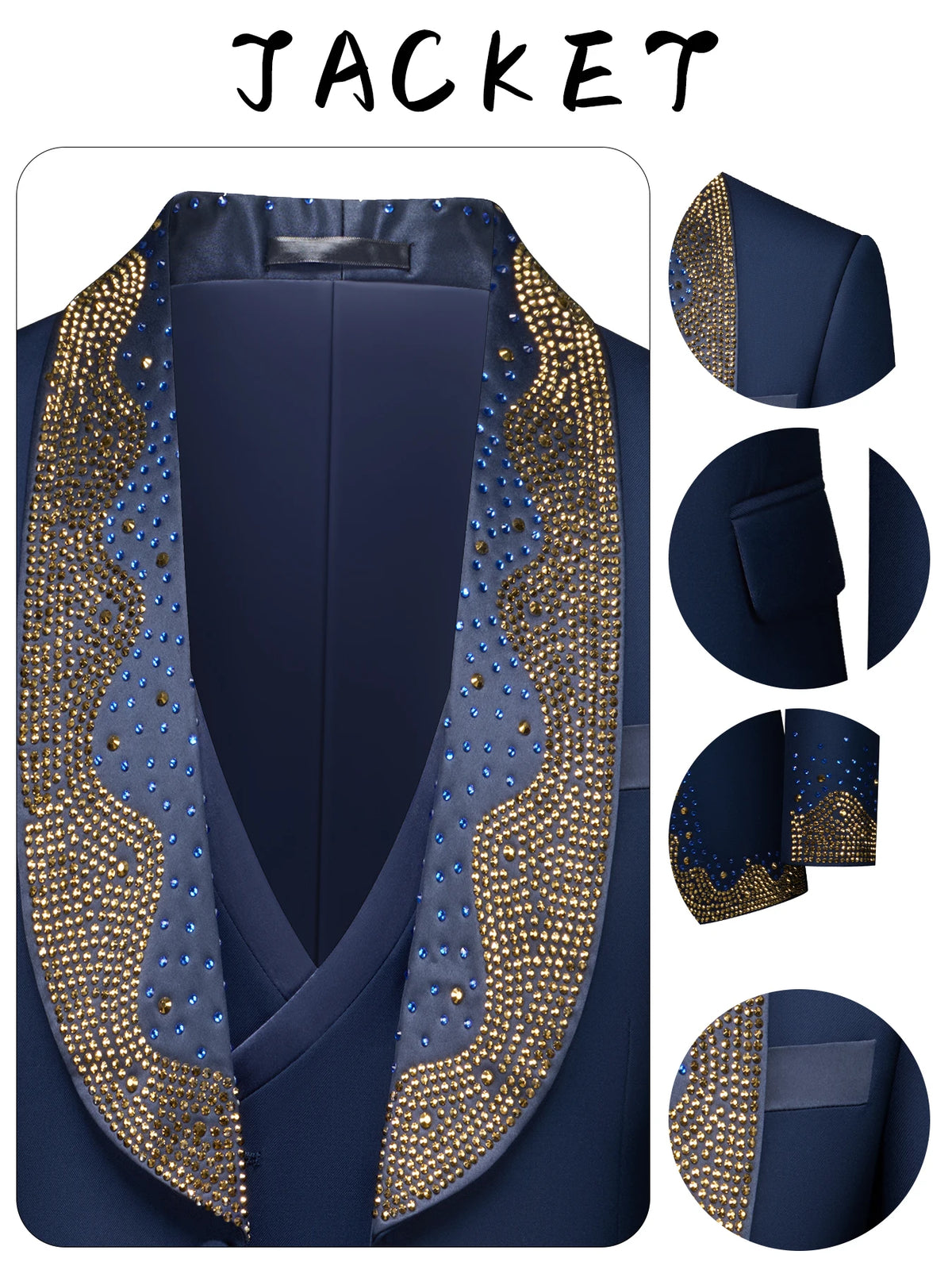 Luxury Wedding Suit For Fashion Men Beaded Slim Fit Groom Tuxedo Gentleman Party Suit 3 Pieces (Jacket+Pants+Vest) 2025