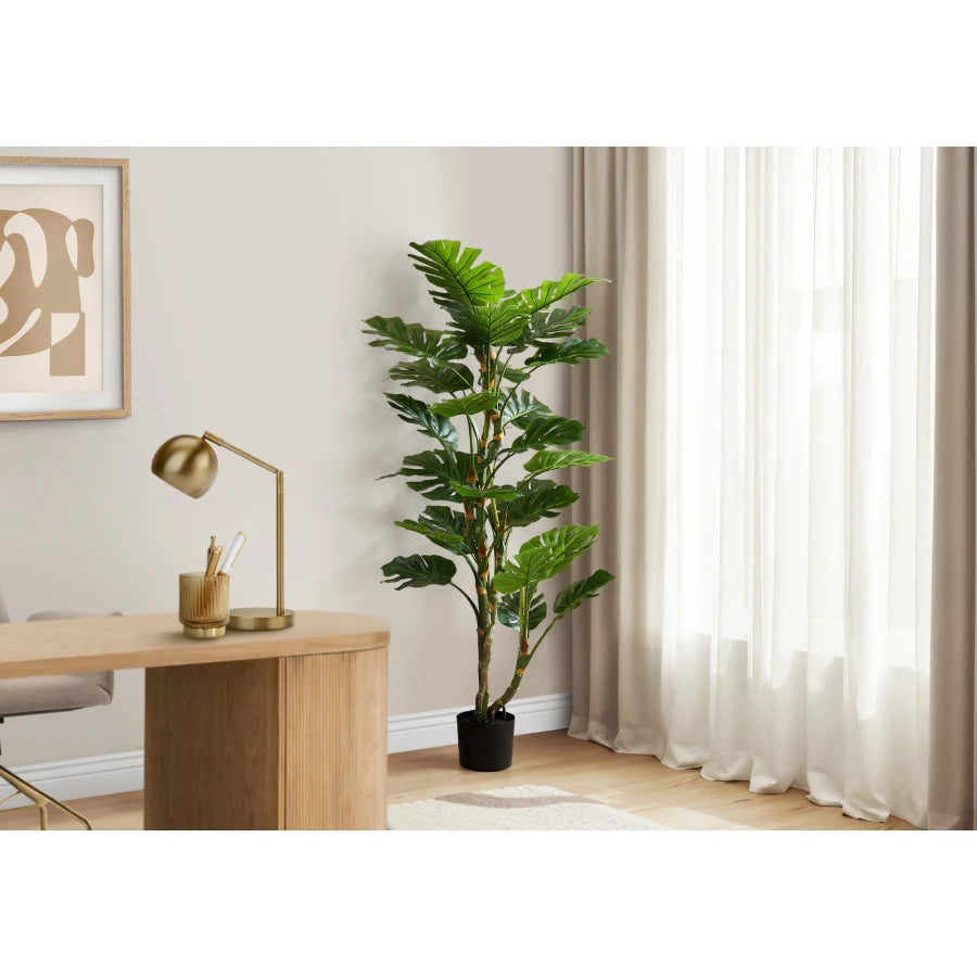 Artificial Plant 61 Tall Monstera Tree Indoor Potted Floor Decor Real Touch Green Leaves Black Pot