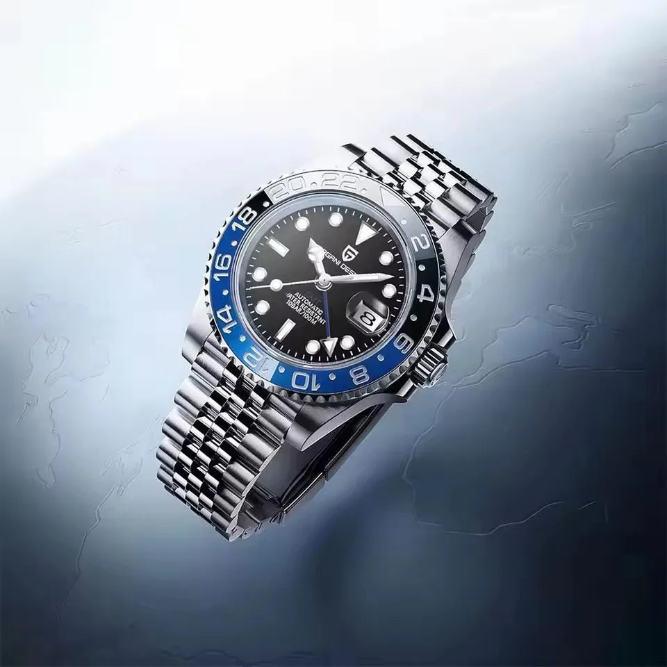 PAGANI DESIGN 40MM Automatic GMT Wristwatch Top Brand Sapphire Glass Stainless Steel Mechanical Sports Watches for Men PD-1662