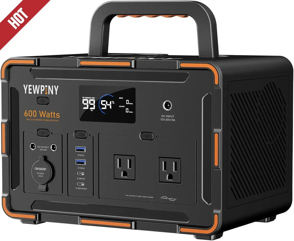 600W Solar Generator 599.4Wh Portable Power Station, 162000mAh Battery w/ PD100W & Pure Sine Wave AC, Solar Charging