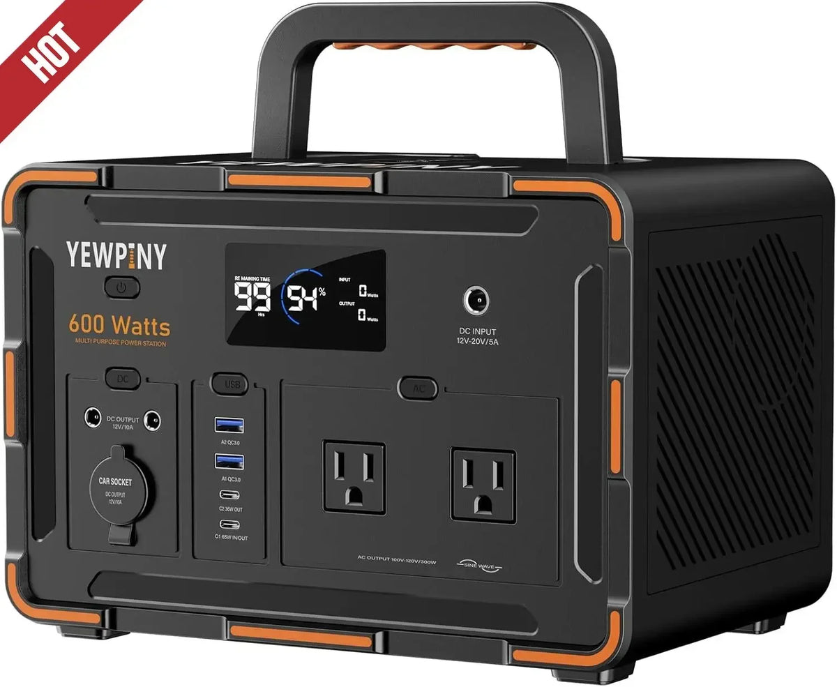 600W Solar Generator 599.4Wh Portable Power Station, 162000mAh Battery w/ PD100W & Pure Sine Wave AC, Solar Charging