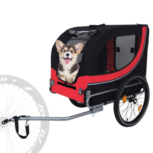 Large Folding Bike Trailer for Dogs – 66LB Capacity All-Terrain Pet Carrier, Durable Steel Frame for