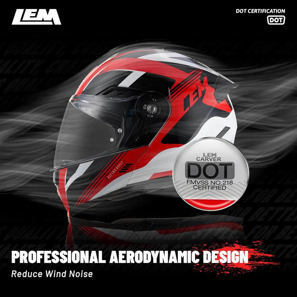Modular Motorcycle Helmets Fiberglass Full Face Motorcycle Helmet Flip Up for Touring DOT Certified Release Sun Visor Removable