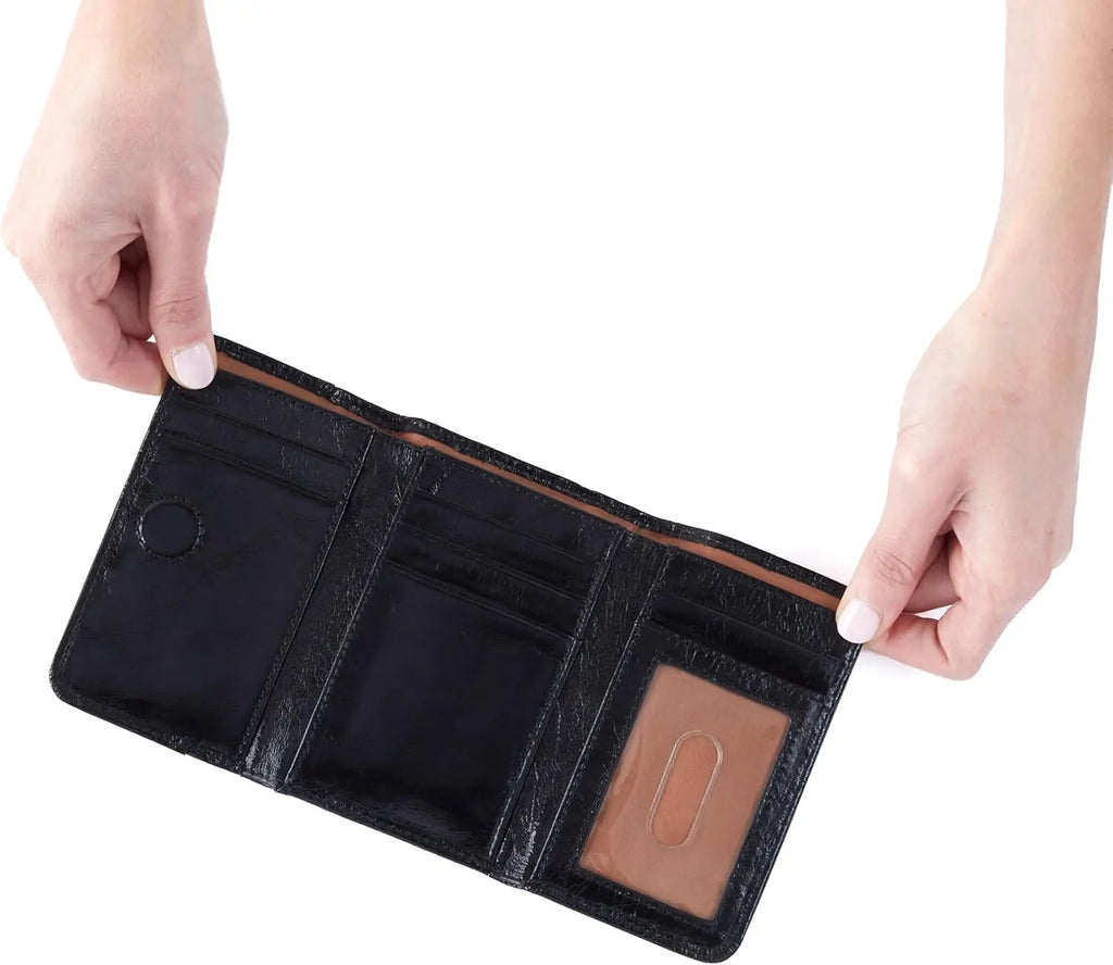 Women's Trifold Leather Wallet with Snap Closure, Compact and Stylish for Daily Use