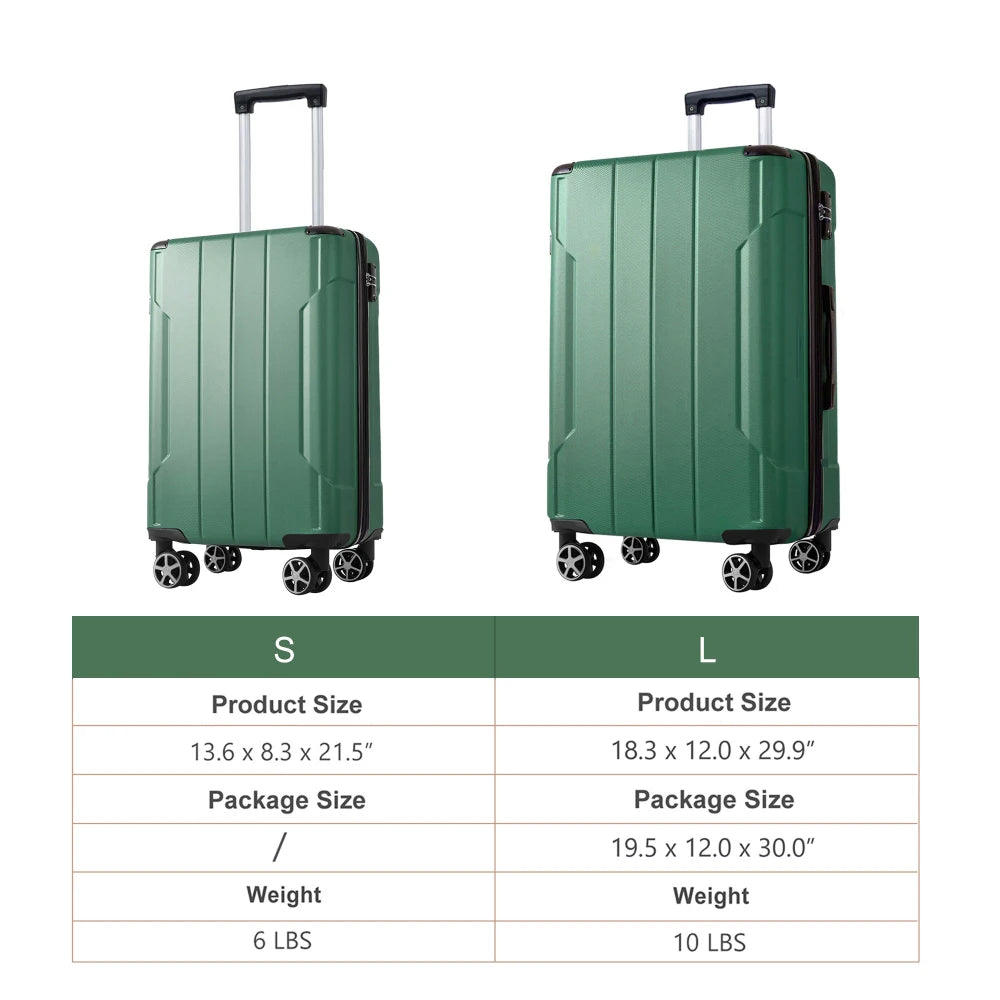 Hardshell ABS 2 Piece Expandable Luggage Set TSA Lock Spinner Wheels Travel Suitcase for Men Women