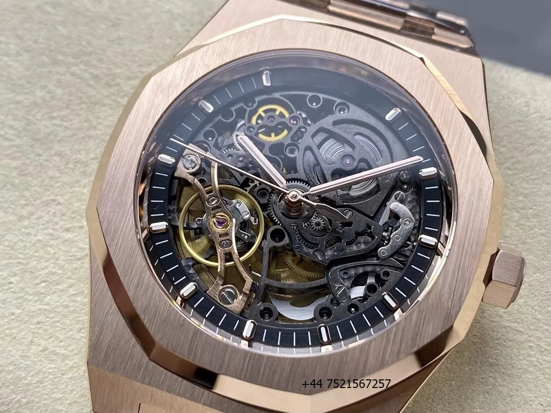 New Luxury Super Quality Mechanical Watch 41mm THB Factory 3132 Movement 15407 Gold Skeleton Watch