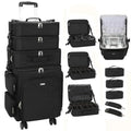 Relavel Rolling Makeup Case 4 in 1 Hairstylist Traveling Bag Cosmetology Case on Wheels Large Hair Tools Cosmetics Train Case M