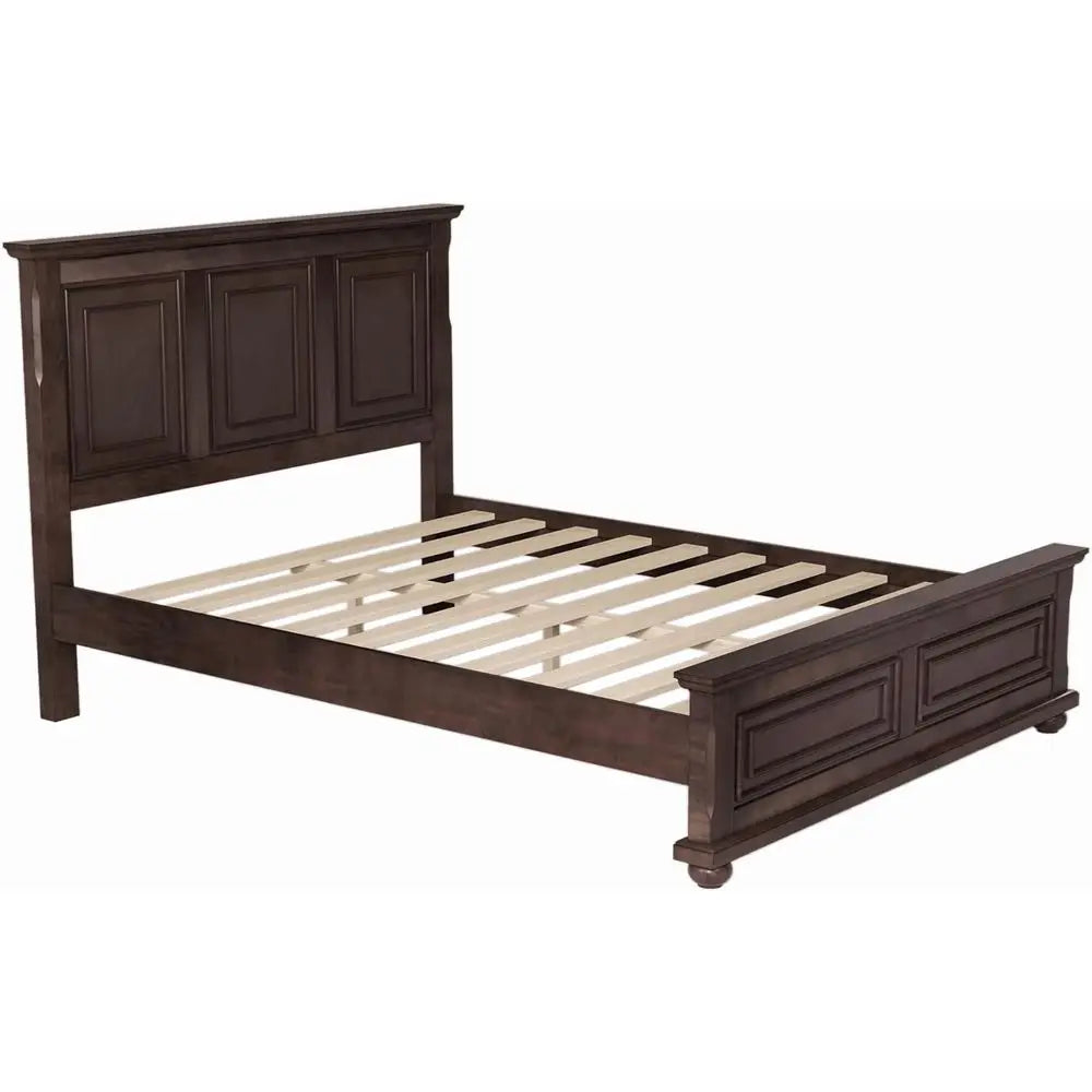 Solid Wood Queen Platform Bed with Wooden Slats, No Box Spring Needed, Rich Brown Finish