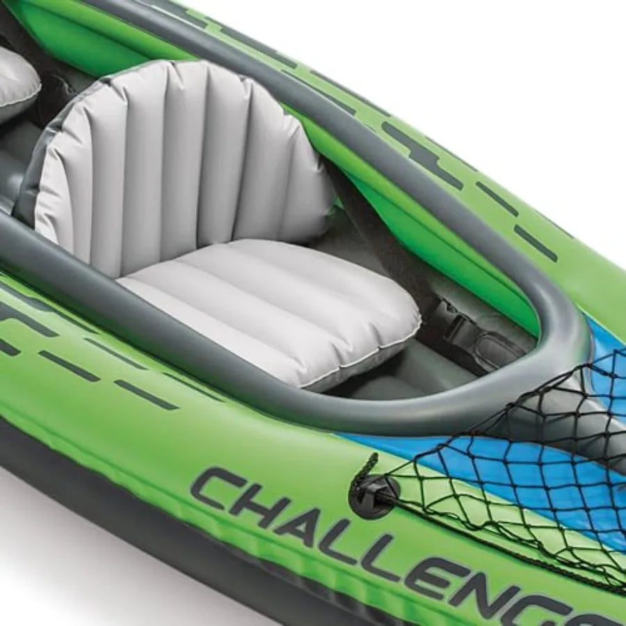 Inflatable Kayak for Outdoor Adventure: SuperStrong PVC Material Blue Color Includes Deluxe Paddles and High-Output Pump Adjust