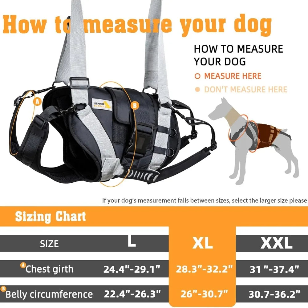Full Body Support Dog Sling Harness for Large Dogs, Stair Climbing Aid, Back Legs and Joint Injury Assistance