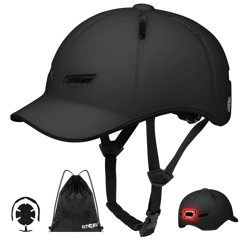 Bike Helmet Adult Men/Women-USB Rechargeable Rear Light CPSC/ASTM Certified 2 Removable Liners Adjustable Lightweight Basebal