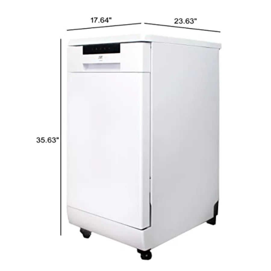 18 Wide Portable Dishwasher with ENERGY STAR 6 Wash Programs 8 Place Settings Stainless Steel Tub White