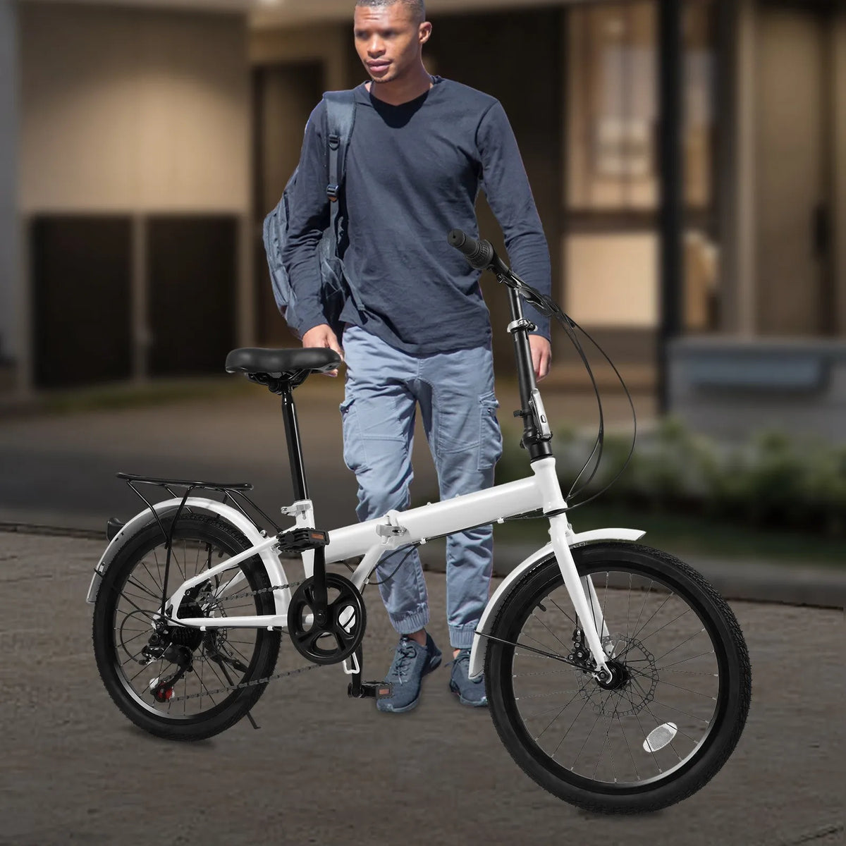 20 Inch Folding Bike 7 Speed Foldable Bicycle for Teens and Adults Lightweight City Commuter