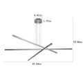 48" Modern LED Chandelier - Geometric 3-Arm Design, Adjustable Hanging, Sleek Metal Finish for Dining Room, Living Room & Office