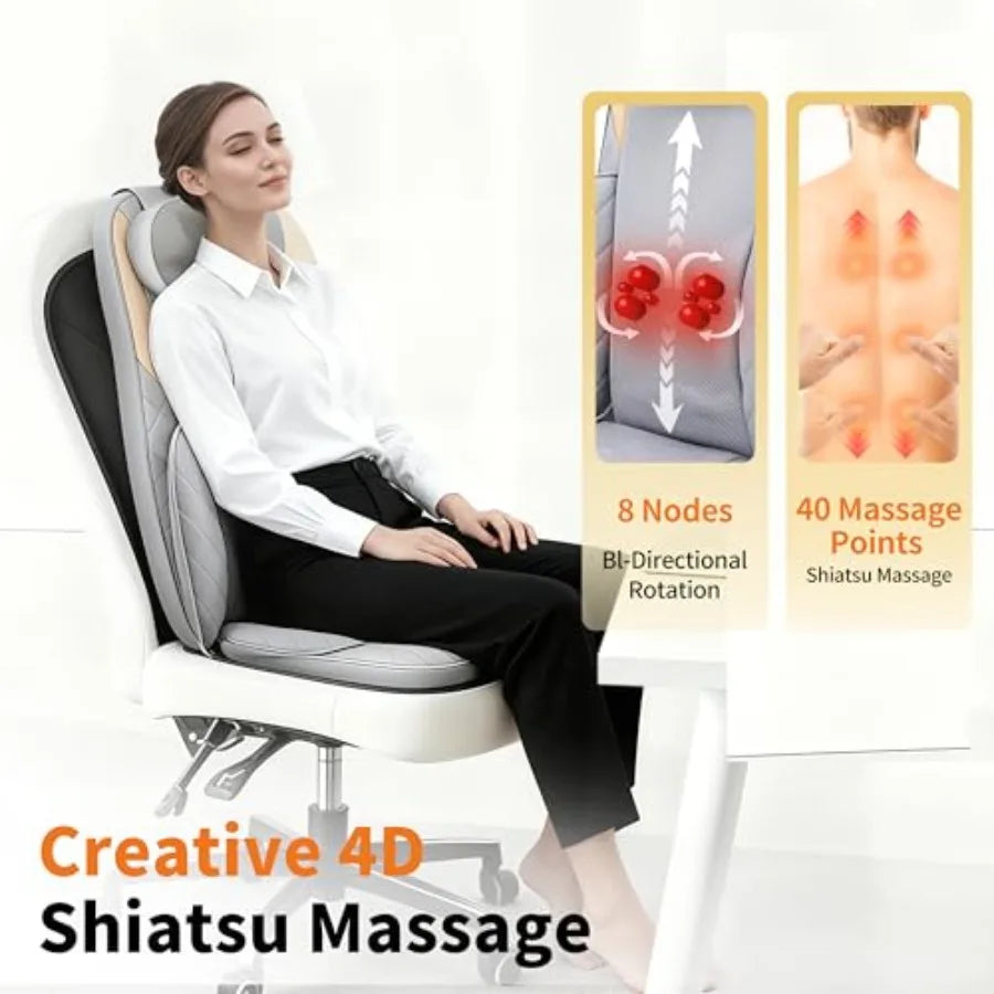Shiatsu Neck and Back Massager with Heat for Pain Relief Deep Tissue Back Massager for Chair Adjustable Neck Massage with 20 Kn