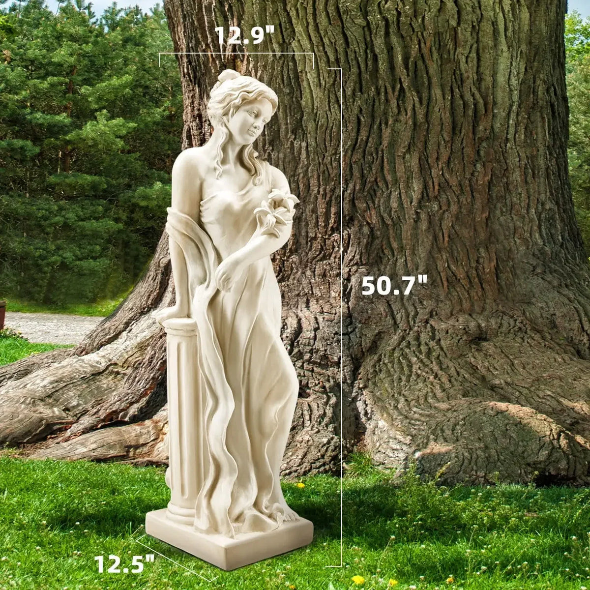 51'' Large Outdoor Garden Nymph Statue, Goddess of Spring Flowers, Roman Style Sculptures Decorations, Religious Garden Statue f