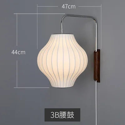 Modern Nelson Ball Wall Sconce Modern Japanese Wall Lamp for Living Room Bedroom Home Bedside Office Hotel Silk Cloth Lamps