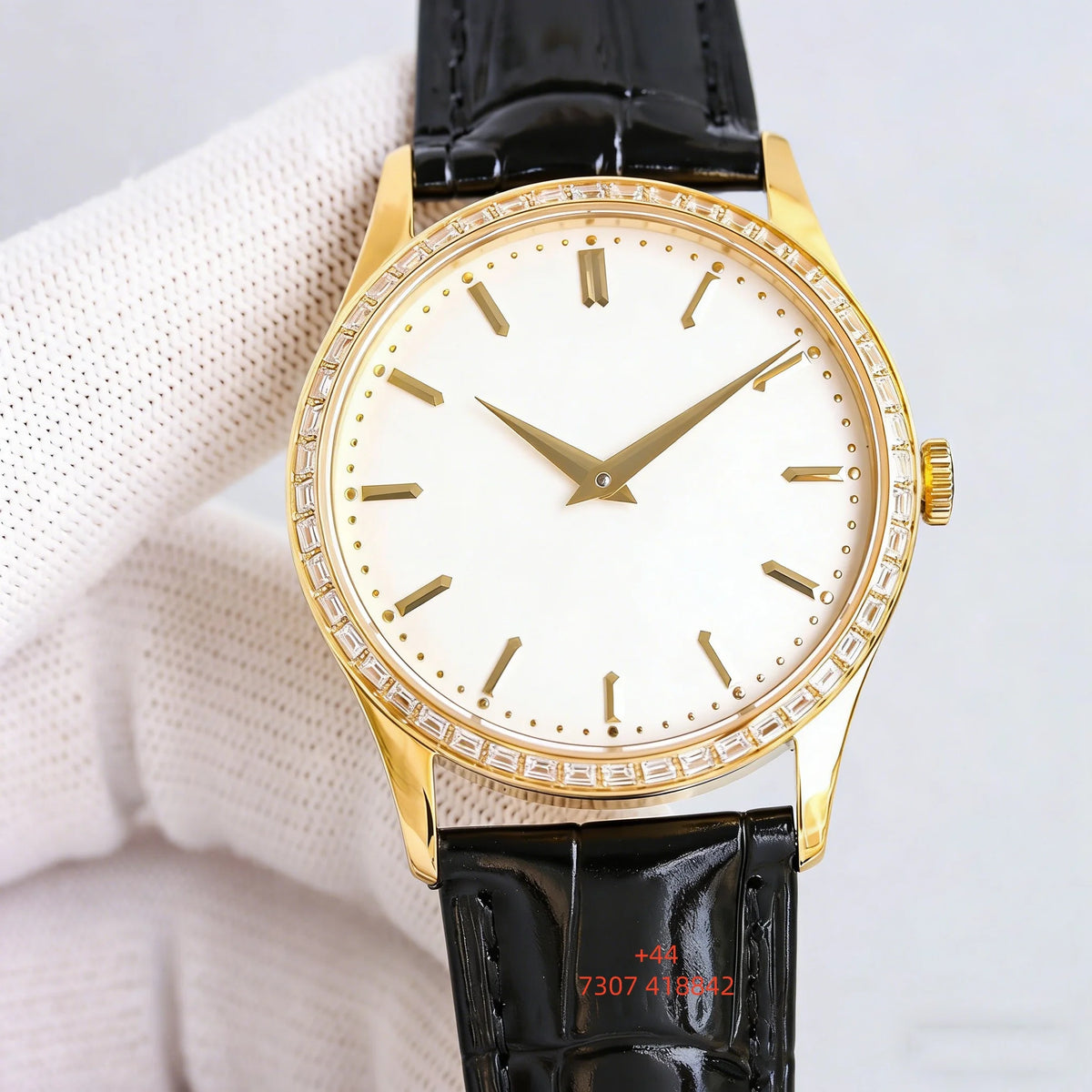 Customized luxury women's watch, 35-40mm diameter, imported calfskin strap, 9015 automatic winding movement
