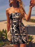 Red & Cream Floral Print Spaghetti Strap Cutout Mini Dress for Beach Vacation