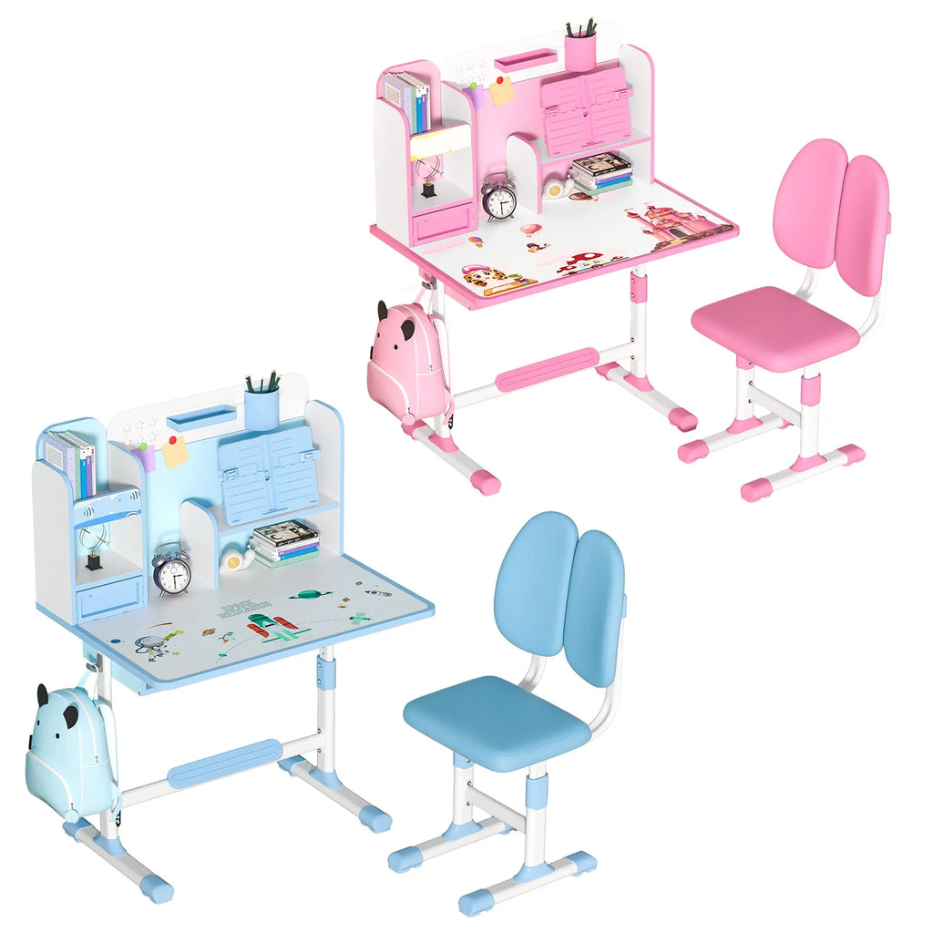 Children's study desk, elementary school students' writing homework desk, household simple children's desk chair, adjustable