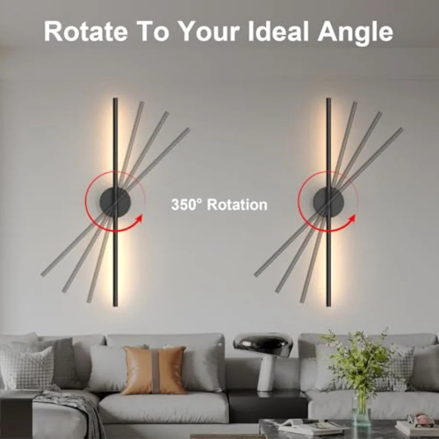 Battery Operated Wall Sconces Set of Two Rechargeable Wall Lights with Remote Control Dimmable 3000K-6000K LED Wall Lamp 360°Ro